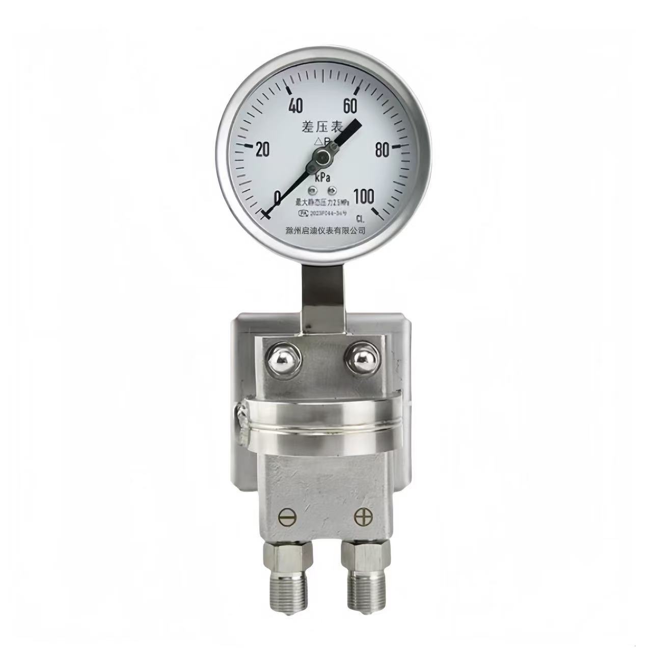 Seismic resistant double diaphragm differential pressure gauge YCA (N)